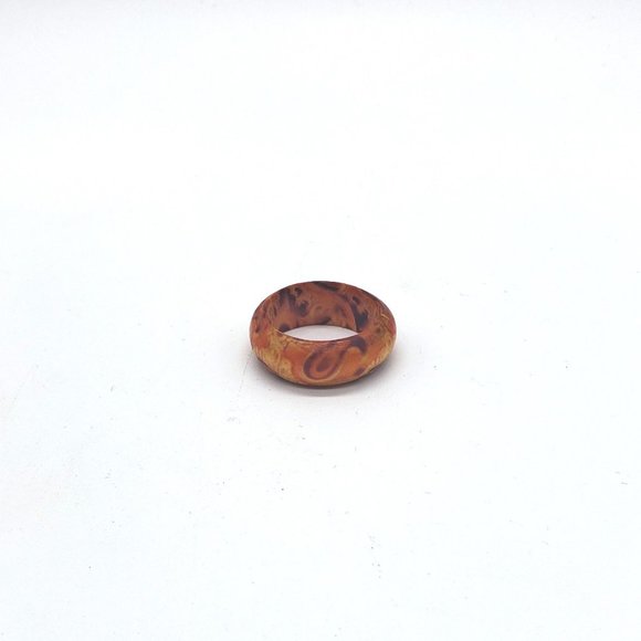 Hand Crafted Jewelry - Hand Carved Painted Wooden Ring